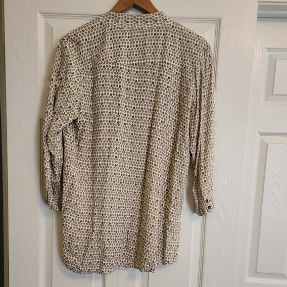 Rock Paper Flower Cream 3/4 sleeve flowy button down top Size M - Picture 4 of 6